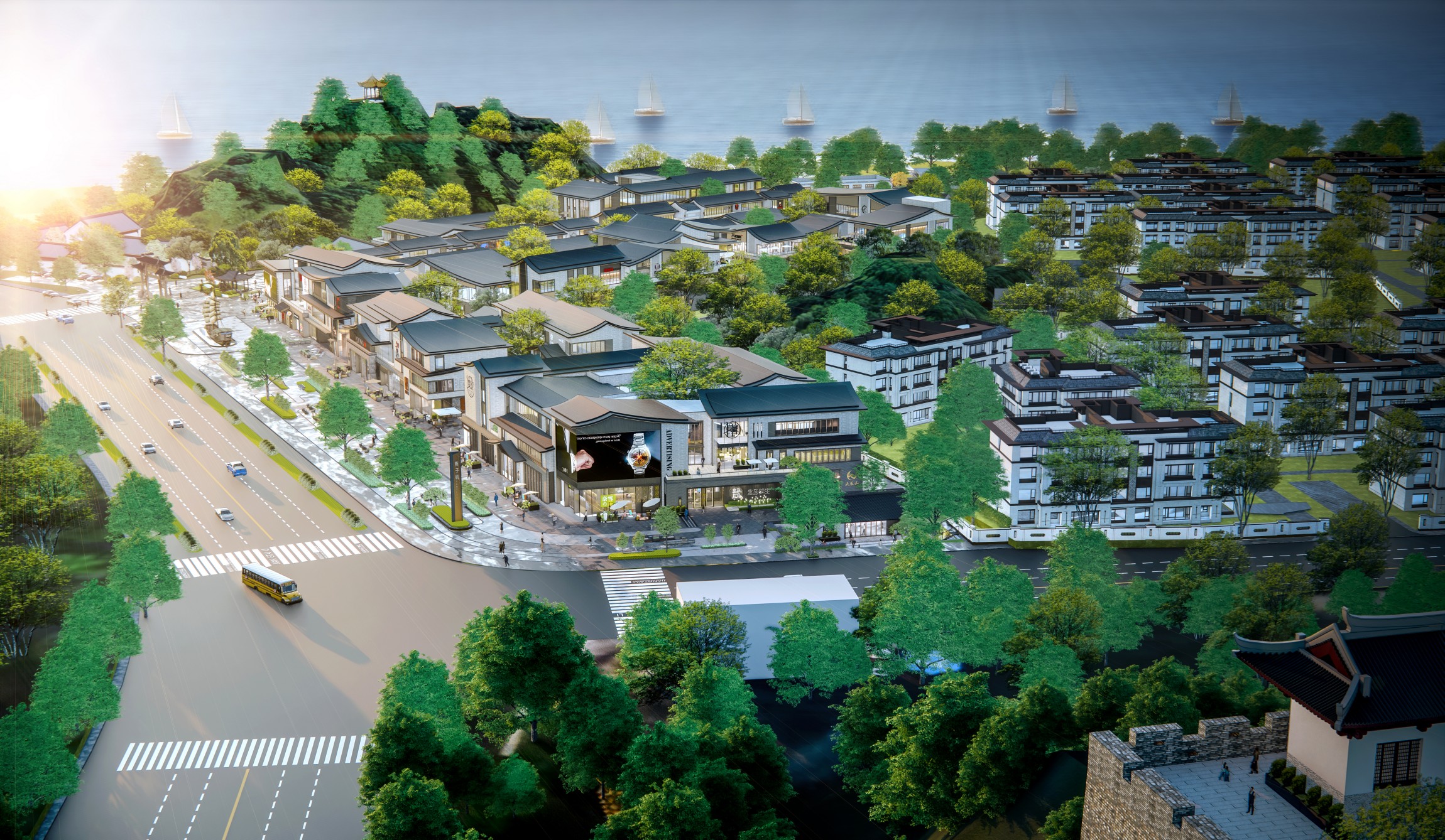 燕子矶老镇西南角鸟瞰效果图.