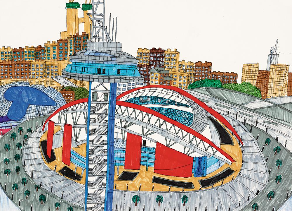 儿童画《奥体中心》 边婉怡